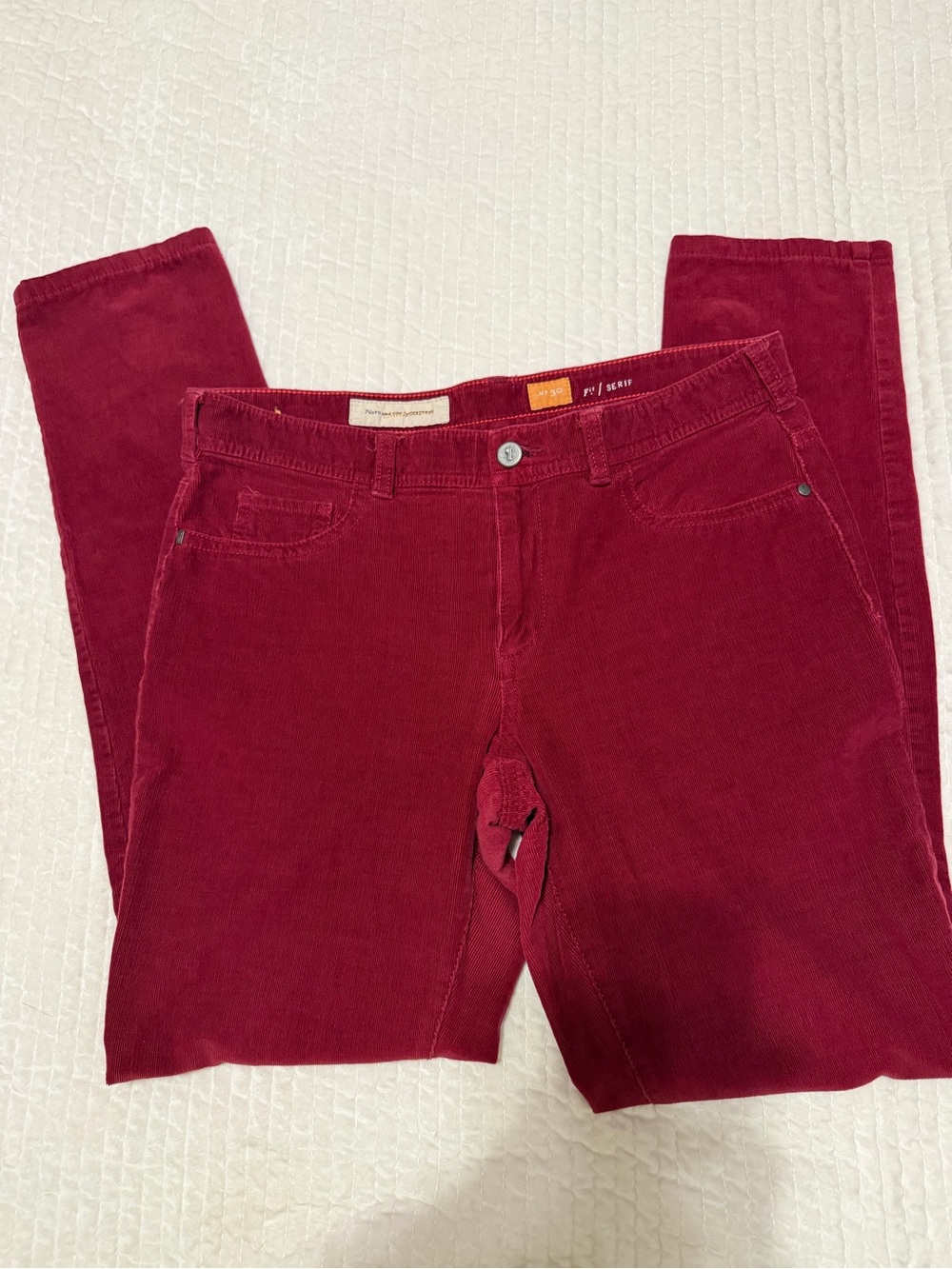 Pilcro and the Letterpress Burgundy Corduroy Skinny Jeans